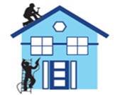 Triangle Shape Decorative Gable With Colonial White Soffit And Fascia On A Blue Horizontal Vinyl Siding Modern American Estate Home With Colorful Dramatic Stunning Orange Sunset Sky