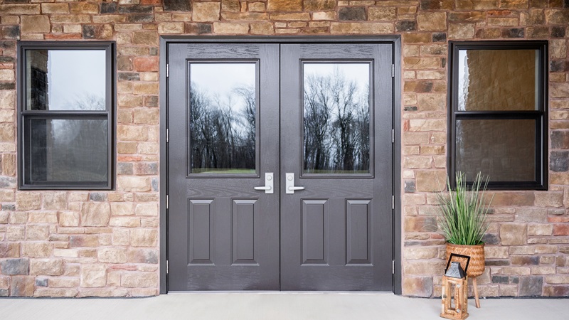 Non Residential Legacy 430 2p French Door Rustic Bronze Aluminum Handles Exterior 4