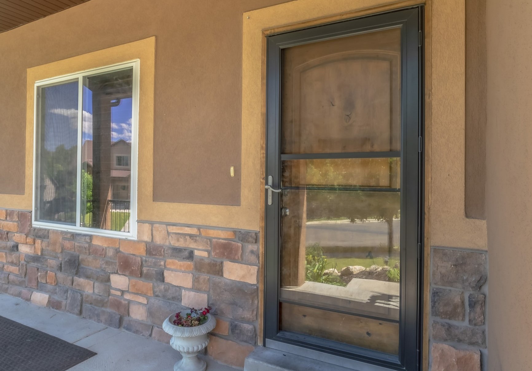 black steel storm door